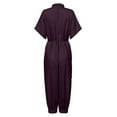 thumbnail image 5 of Fesfesfes Jumpsuit for Women Solid Color Short Sleeve Button Rompers Trousers Casual Fashion, 5 of 5