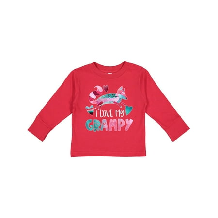 

Inktastic I Love My Grampy Pink and Blue Fox with Hearts Gift Toddler Boy or Toddler Girl Long Sleeve T-Shirt