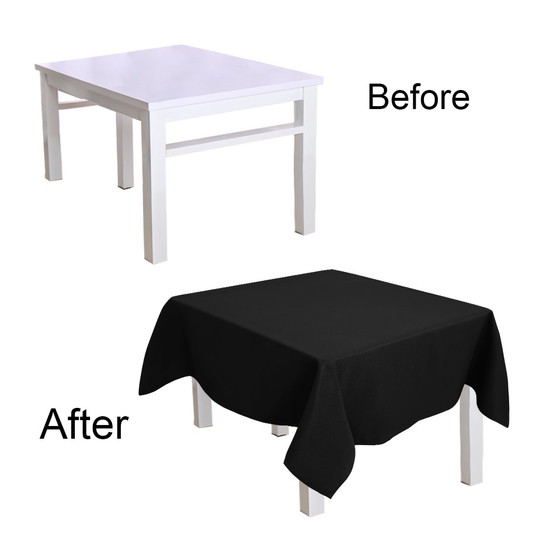 Unique Bargains Square Tablecloth Polyester Table Cover for Wedding Picnic 55" x 55" Black