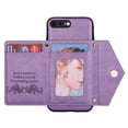 thumbnail image 2 of Dteck Card Holder Wallet Zipper Back Case for Apple iPhone 7 Plus 5.5-inch,iPhone 8 Plus Shockproof Rubber Silicone Leather Card Pocket Hybrid Kickstand Cover with Cross Body Shoulder Strap,Purple, 2 of 8