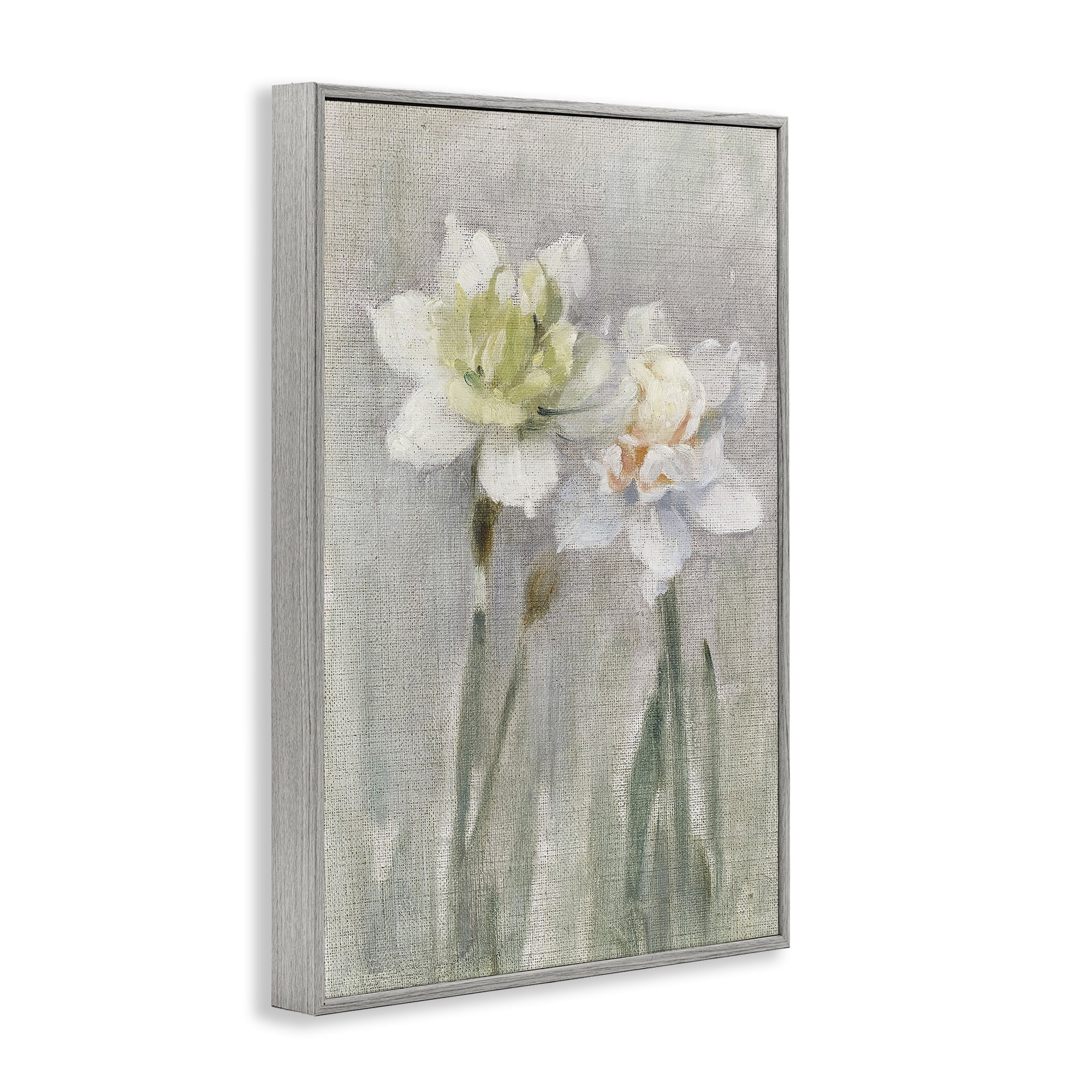 Stupell Industries Twin White Daffodils Gray Framed Giclee Art, design by Stellar Design Studio