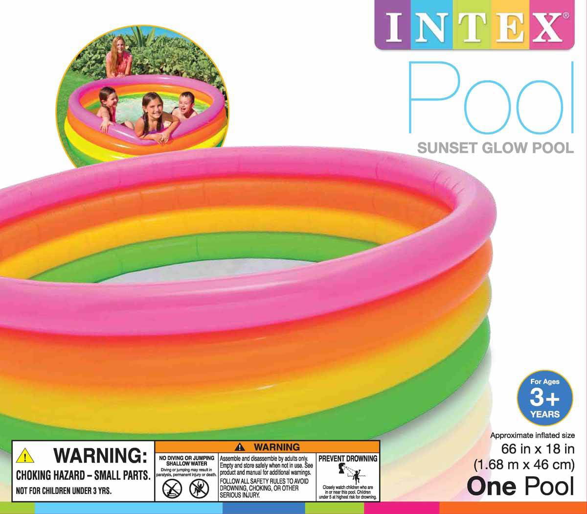 Intex Inflatable Sunset Glow Colorful Backyard Kids Play Pool57422EP