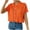 Orange, variant on HomeDM Women's Short Sleeve Shirts, Collared Button Down Eyelet Crochet Summer Crop Tops - Orange/S