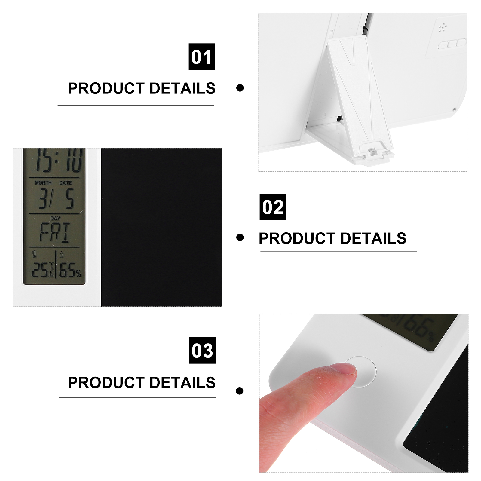 ADDHAT Digital LCD Clock with Calendar, Temperature Display, ABS Material, Compact Design for Home and Office Use, 1 Set