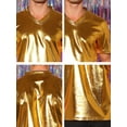 thumbnail image 6 of INSPIRE CHIC Men's Metallic Shiny Nightclub Short Sleeve Party Disco T-Shirt S Bright Golden, 6 of 6