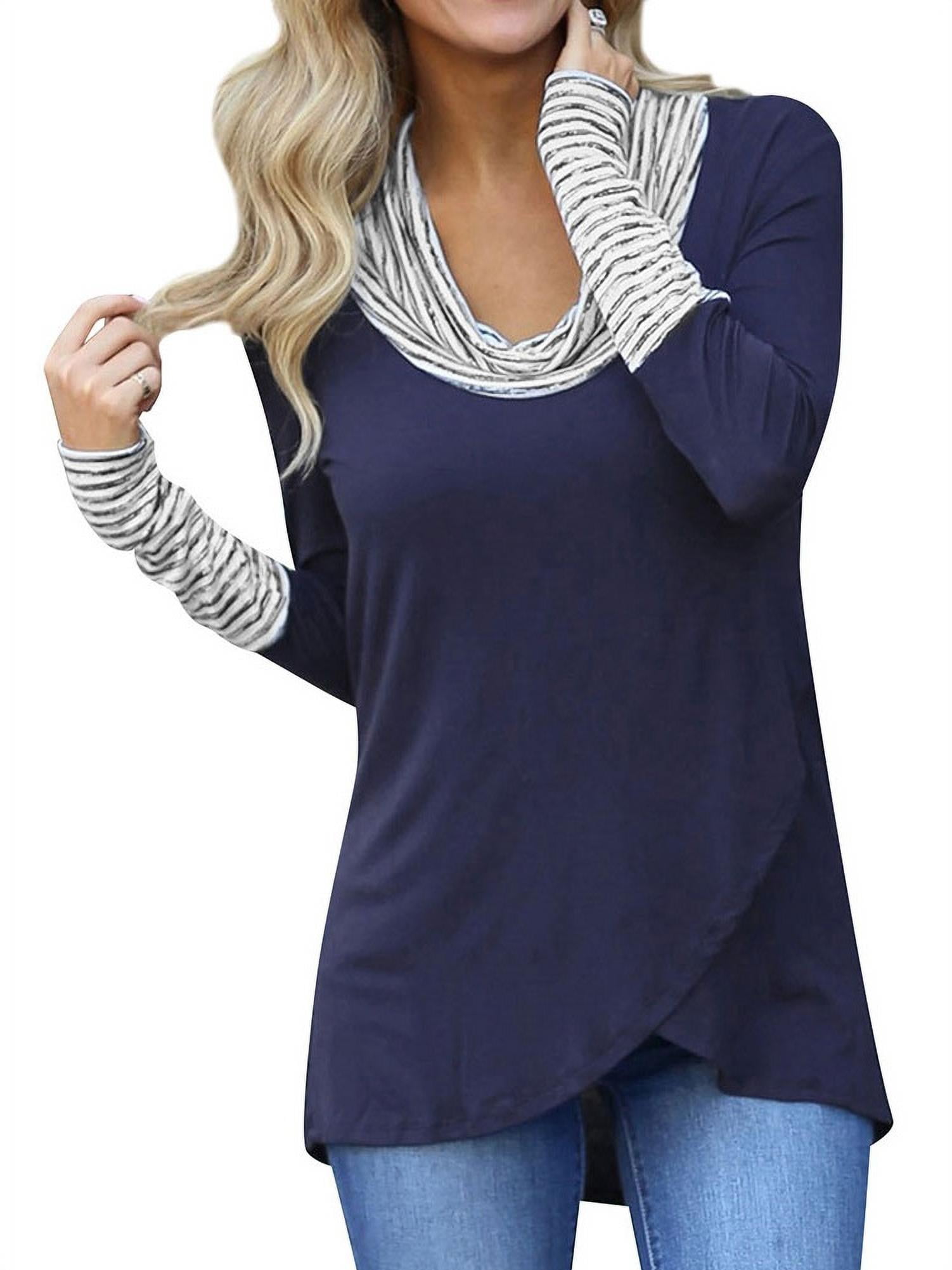 MLS Womens Womens Long Sleeve Cowl Neck Pullover 