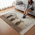 thumbnail image 6 of Bedroom Rug Carpet 3'x 5', Highland Cows Washable Floor Carpet with Tassels, Farmhouse Animals Barn Fence Retro Elegant Soft Floor Rug Mat for Patio, Balcony, Laundry, Room Decor, 6 of 9
