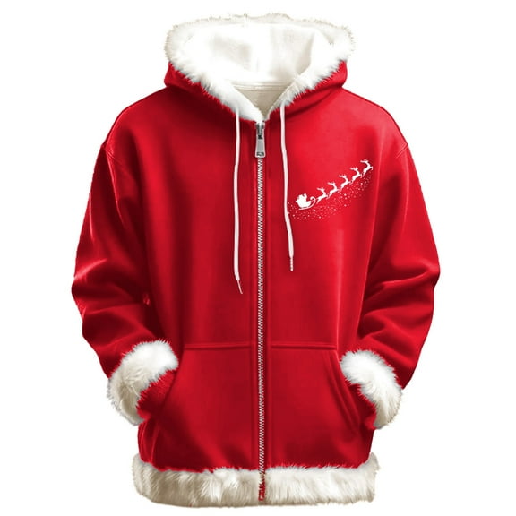 Gyexs Merry Christmas Hoodies for Women Men Sweatshirts with Pockets Funny Santa Oversized Xmas Pullover Women's Fashion Red & Size S