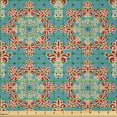 thumbnail image 2 of Ambesonne Oriental Fabric by the Yard Microfiber, Buta Motifs of Tradition, 1 Yard, Cadet Blue and Vermilion, 2 of 2