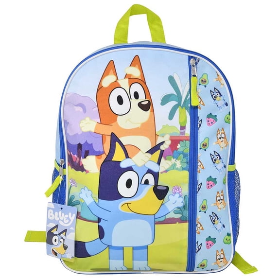 Bluey 16" Backpack with 1 Vertical Front Pocket- Perfect for Preschool & Elementary Boys & Girls
