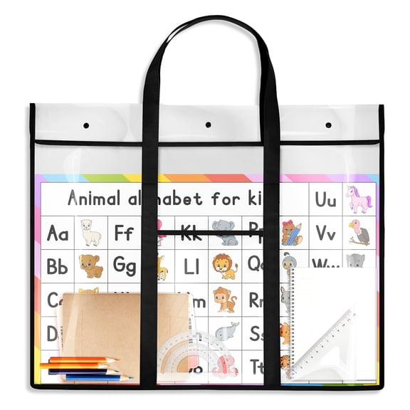 31.5" x 25.5" Large Art Portfolio Bag with Front Pocket, Clear PVC Poster Storage Bulletin Board Holder for Teachers, Anchor Charts, Scrapbooks and Artwork