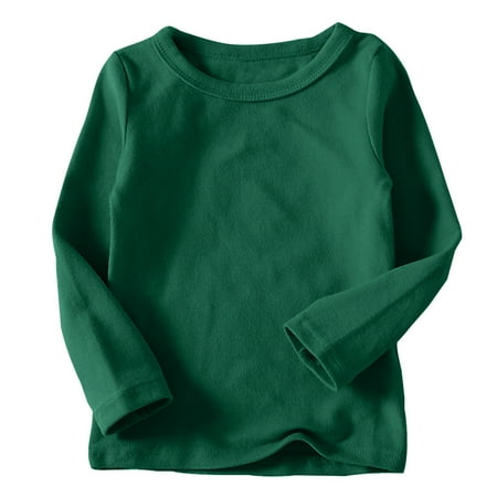 

BLVB Toddler Boys Girls Long Sleeve T-Shirts Kids Casual Solid Color Crew Neck Basic Tops Layering Tees