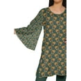 thumbnail image 4 of Moomaya Printed Indian Short Kurti Dress Poly Crepe Tunic Round Neck Mini Dress, 4 of 5