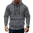 thumbnail image 4 of 2 Pack Mens Cargo Hoodies with Zipper and Front Pocket Pullover Fleece Lined Sweatshirts Long Sleeve Solid Color Thermal Warm Athletic Workout Hooded Tops, 4 of 8