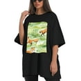 thumbnail image 4 of Plus Size Shirt for Women Black Tops for Women Oversized Short Sleeves Shirt for Women Fox T Shirt Crewneck Shirt for Women L, 4 of 5