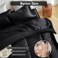 thumbnail image 2 of MR&HM Reversible Satin Microfiber Comforter 3 Pieces Queen Size, Black Queen Comforter Set for All Seasons, Silky Soft Satin Comforter for Hair and Skin, with Satin Pillowcases Set of 2, 2 of 7