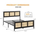 thumbnail image 3 of BeesClover Boho Rattan Queen Bed Frame with Headboard, Sturdy Metal Slats, Noise-Free, No Box Season Needed, Platform Design, 3 of 7
