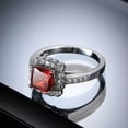 thumbnail image 4 of 8*8mm Princess Red Zircon Ring White Gold Filled Engagement Jewelry Size 6-10, 4 of 5