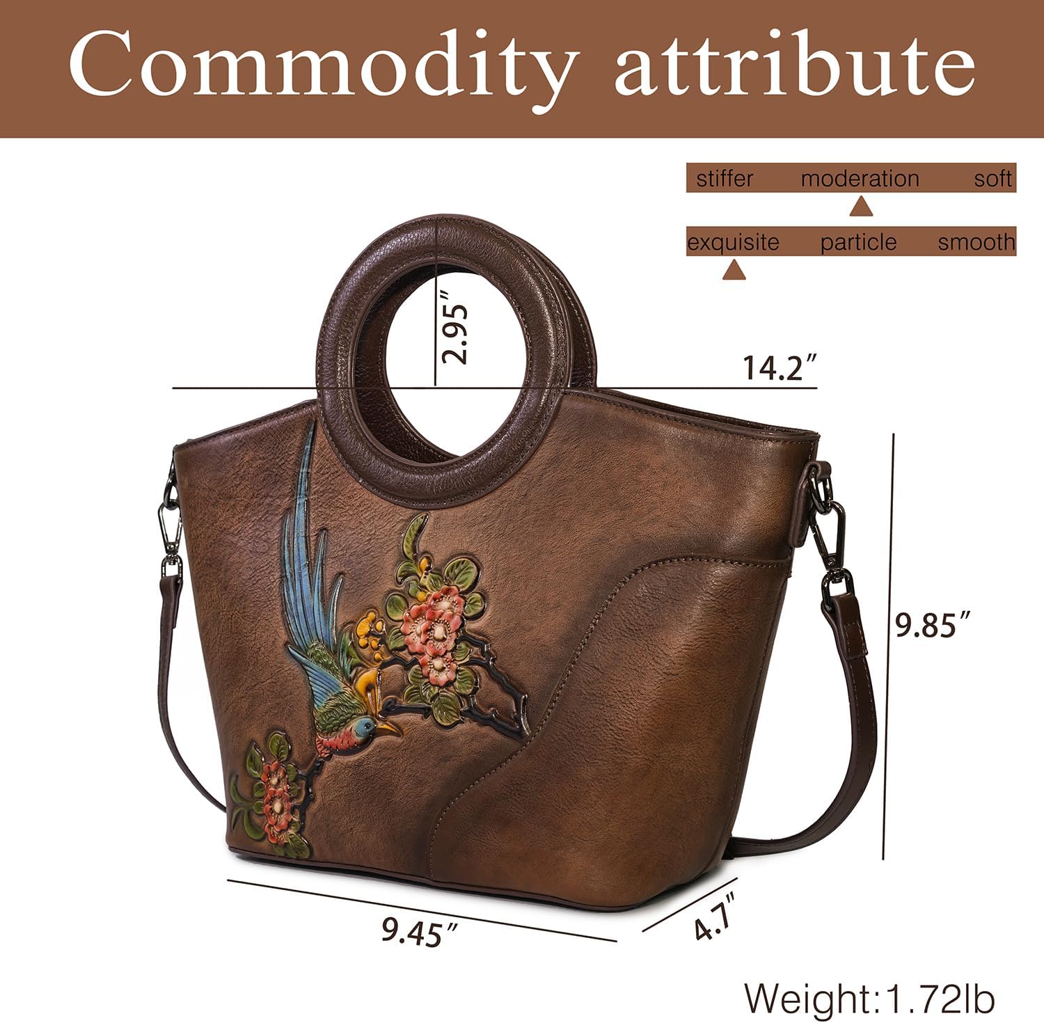 Kwuty Leather Satchel for Women Top Handle Bags Handmade Purse Vintage Embossed Leather Crossbody Handbags Hobo Bag