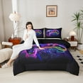 thumbnail image 5 of Manfei Video Game 3 Pieces Queen Comforter Set,Geometric Stripes Ultra Soft Bedding Sets,Black Purple Bedding Comforter Set,Lightweight Gamepads Bedroom Decoration,Reversible, 5 of 8