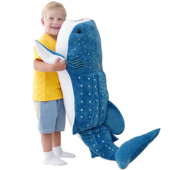 Mukouxun 39 Inch Whale Shark Stuffed Animal – Giant Plush Shark Pillow Toy, Realistic Big Whale Shark Plushie for Kids and Ocean Lovers, Large Cudd