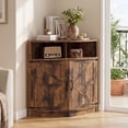 thumbnail image 3 of Jableast 33" Tall Farmhouse Corner Cabinet with Barn Door Design, Wooden Storage Cabinet with Open Display Shelf, Bathroom Cabinet with Hidden Storage for Living Room, Kitchen, Bathroom, Rustic Brown, 3 of 9