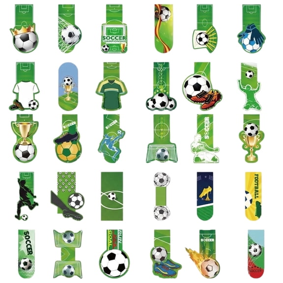 30 Pcs Soccer Bookmarks for Sports Theme Funny Bookmark Cartoon Bookmark for School Office Students Teens Book Reading Lovers Classroom Favors
