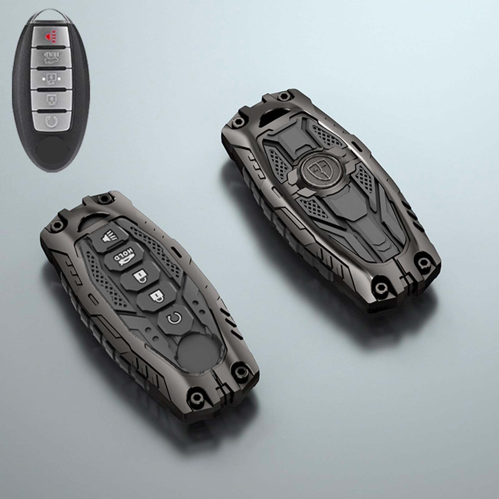 inc Alloy Metal Key Fob Case Cover Protector Shell Compatible with Nissan Altima Sentra Rogue Pathfinder Murano Armada Maxima Versa(5 Buttons