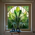thumbnail image 6 of Green Fan Shaped Art Glass Window Film for Windows Doors Bathrooms Kitchens – Static Cling Privacy Decal Ideal for Living Room and Bedroom, 6 of 6
