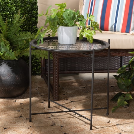 Baxton Studio Ivana Modern and Contemporary Black Finished Metal Plant Stand