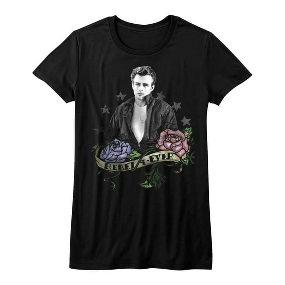 James Dean James Rebel Black Junior Women's T-Shirt