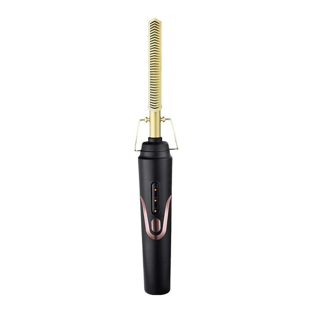 Curling & Straightening Brush 2 In 1 Functional Copper Comb Styler Hair Curling & Straightener Combo For Perfect Hairdo