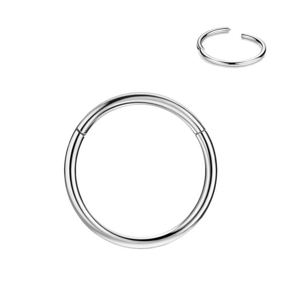 Surgical Steel Nose Hoop Hinged Cartilage Earring Hoop 20g Nose Ring Silver Nose Rings 8mm 20 Gauge Piercing Earring Hoop for Rook Helix Daith Tragus Seamless