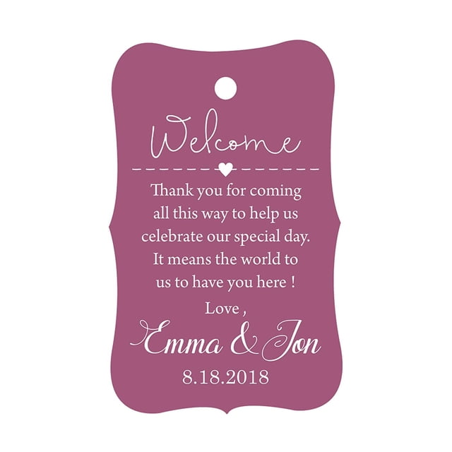 100 PCS Wedding Welcome Personalized Wedding Favor Gift Paper Tags Custom Made Thank you Hang Tags