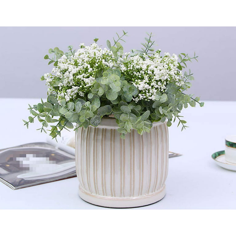  VIERENA 18 Pcs Artificial Babys Breath Flowers Eucalyptus  Bouquet Fake Gypsophila Faux Greenery Real Touch Flowers Bulk Centerpiece  Table Decorations for DIY Wedding Party Home Decor (White) : Home & Kitchen