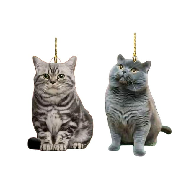 2x Accesorios Colgantes para Espejo Retrovisor de Coche Colgante Animal gris y atigrado