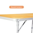 thumbnail image 4 of 3ft Aluminum Folding Table - Lightweight Camping Table w/Oak Wood Grain Top, 150lb Capacity for Outdoor, BBQ, Tailgating (35.4" x 23.6" x 27.6"), 4 of 14