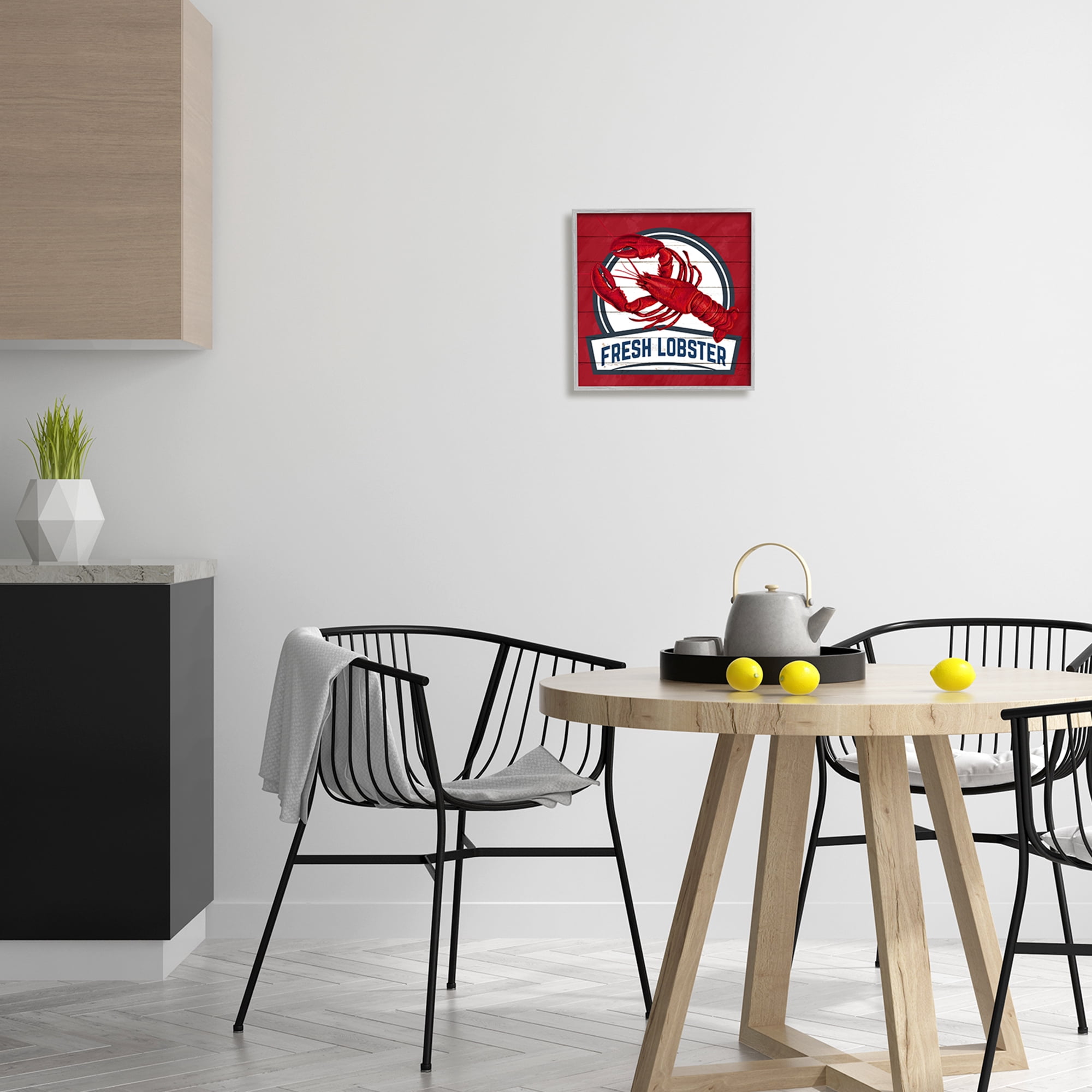 Stupell Industries Red Fresh Lobster Phrase Animals & Insects Painting Gray Framed Art Print Wall Art, 12 x 12