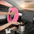 thumbnail image 4 of BDK Faux Fur Steering Wheel Cover for Women Wool Sheepskin Fluffy Fleece Warm and Cozy Comfort for Hands in Winter, Universal Fit for Steering Wheel Sizes 14.5 15 15.5 (Faux Fur - Pink), 4 of 7