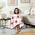 thumbnail image 4 of Wearable Blanket,Strawberry Plants Fruit Heart Daisy Checkered Hooded Wearable Sherpa Blanket for Adults & Teens,Winter Poncho Shawl Wrap Cape Thick Warm,50"x60", 4 of 5