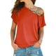 thumbnail image 1 of Plus Size Women Cross Cold Shoulder T-shirt Summer Casual Short Sleeve Loose Tops, 1 of 2
