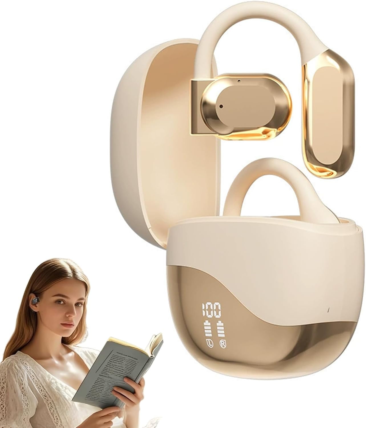 Vital Translation Earbuds, Real-Time Ai-Powered Translation Earbuds for Seamless Multilingual Conversations, Open Ear Earbud, Noise Cancelling Wireless Bluetooth Earbud (Black)