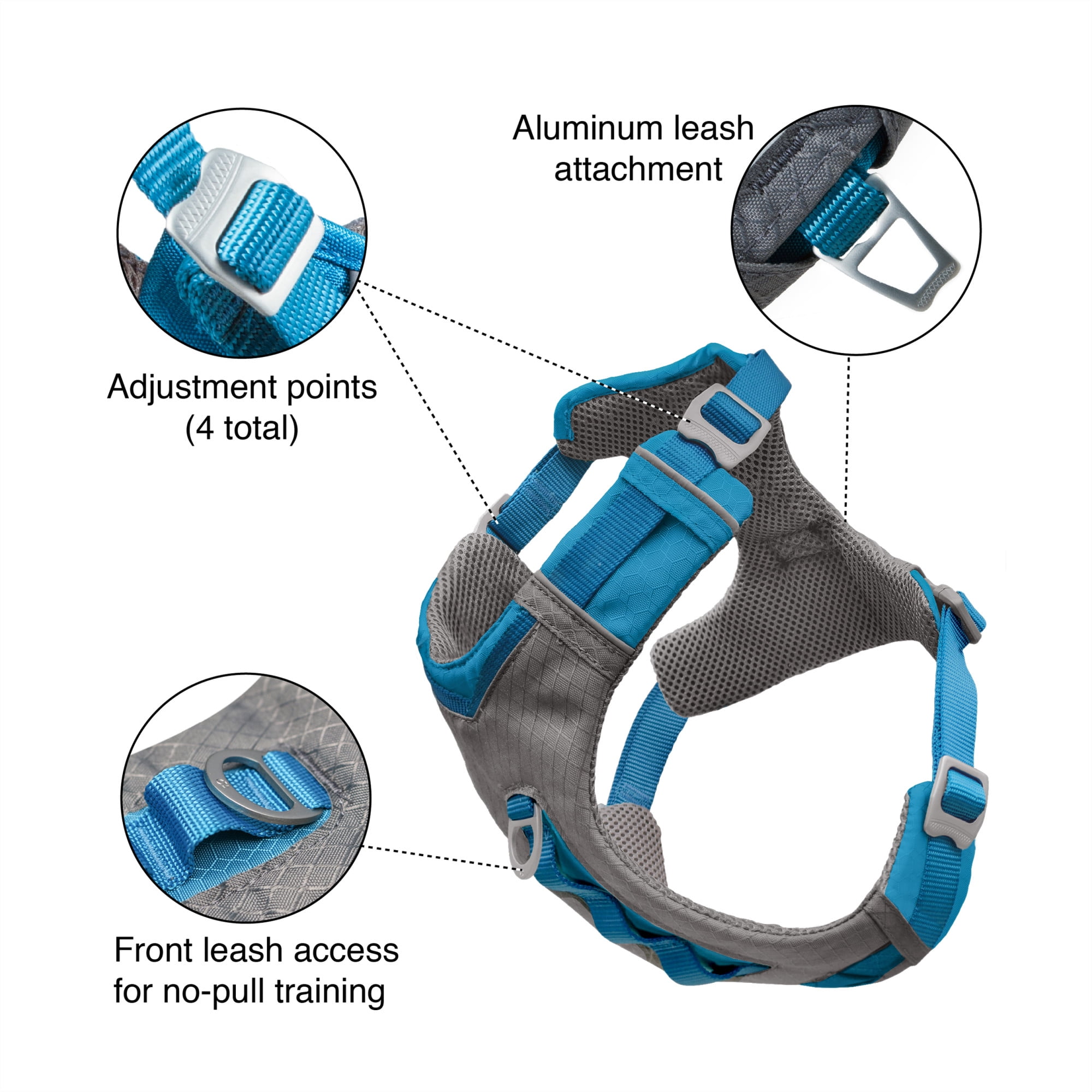 Kurgo Journey Air Dog Harness, Reflective, Padded, No Pull Front Clip and Control Handle, Coral, S