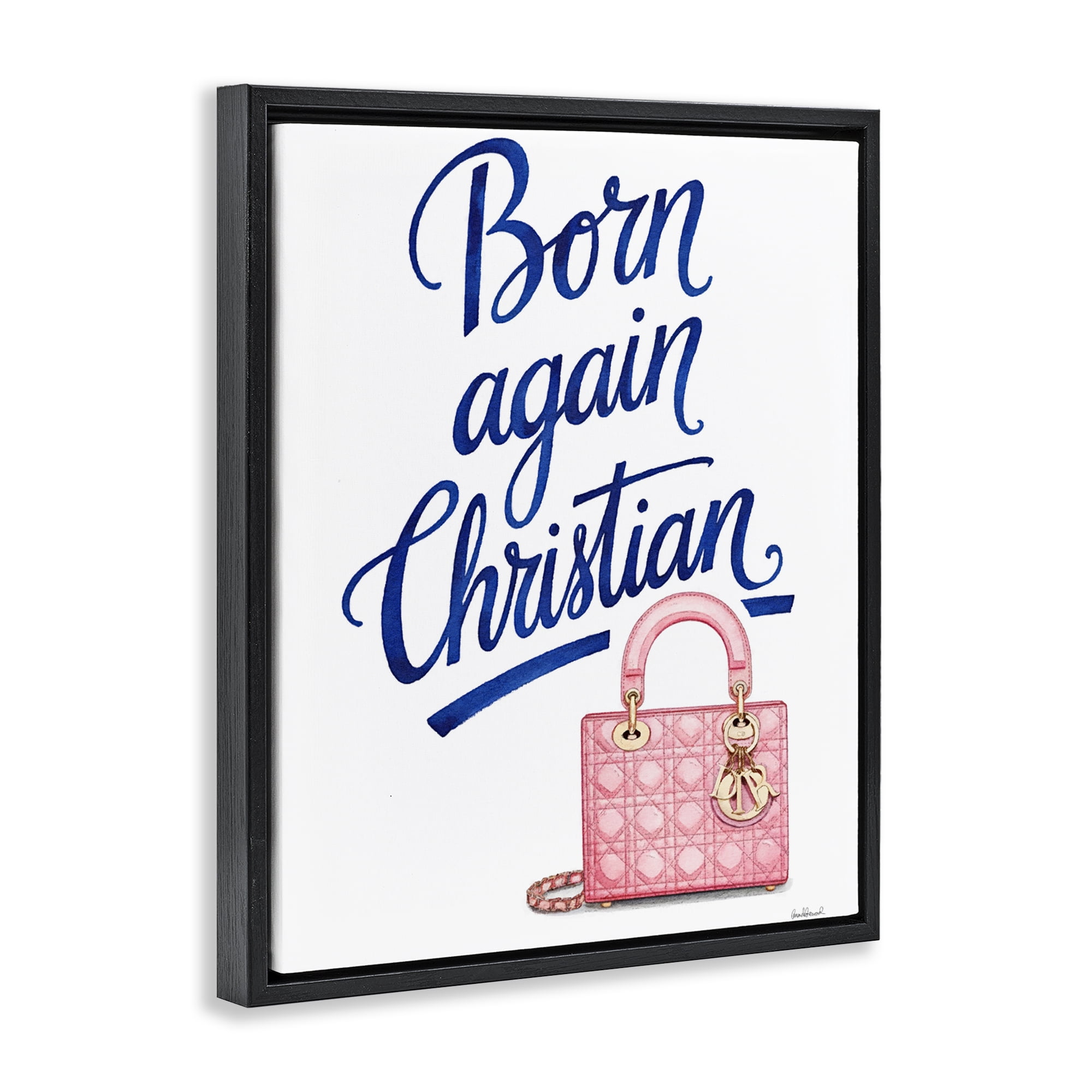 Glam Born Again Christian Black Framed Floater Canvas Wall Art, design by Amanda Greenwood