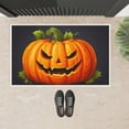 thumbnail image 3 of Wear-Resistant Halloween Different Expressions Front Door Mat, Simple and Cute Anti-slip Halloween Decor Multifunctional Orange Pumpkins Entrance Mats for Yard Outdoor Kitchen, 19.7x31.5in, 3 of 5
