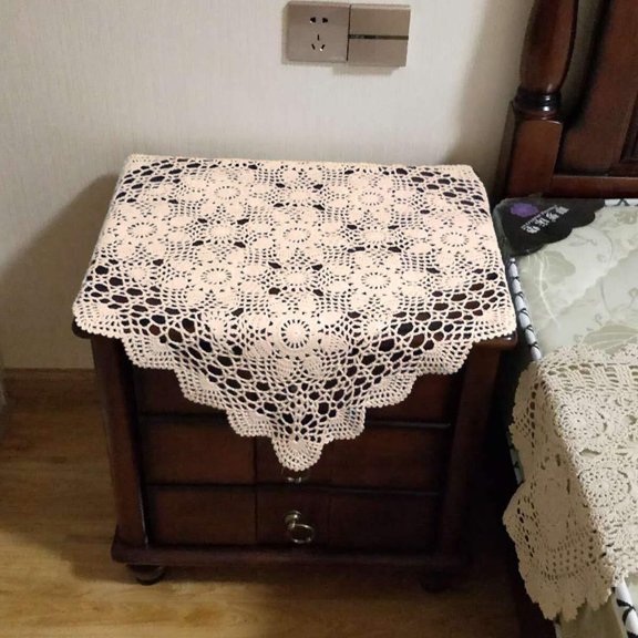 Cotton Handmade Crochet Lace Tablecloth Doilies Table Overlay