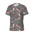 thumbnail image 3 of Rocae Hedgehogs and Flowers1 for Men's Moisture-Wicking Crew Tee - T-Shirt for Sports, Outdoor Activities, and Casual Wear3X-Large, 3 of 9