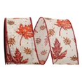 thumbnail image 1 of Reliant Ribbon 93602W-810-40F Leaf Glitter Highlights Linen Touch Wired Edge Ribbon - Ivory - 2.5 in. x 10 yards, 1 of 1