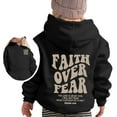 thumbnail image 4 of WRTFVZA Oversized Hoodie for Girls, Faith Over Fear Hoodie Sweatshirt Long Sleeve Tops with Pockets (Little Girls, Black, 6-7 Years), 4 of 4