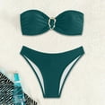 thumbnail image 2 of Womens Swimsuits Solid Color Strapless Two Piece Bikini Backless Beachwear Dark Green Women's Swimwear L, 2 of 3
